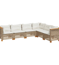 6-tlg. Garten-Sofagarnitur mit Kissen Beige Poly Rattan