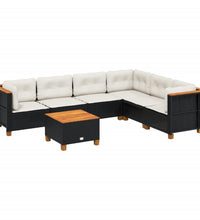 7-tlg. Garten-Sofagarnitur mit Kissen Schwarz Poly Rattan