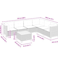 7-tlg. Garten-Sofagarnitur mit Kissen Schwarz Poly Rattan