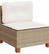 7-tlg. Garten-Sofagarnitur mit Kissen Beige Poly Rattan