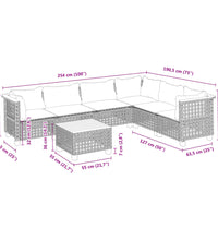 7-tlg. Garten-Sofagarnitur mit Kissen Schwarz Poly Rattan