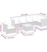 7-tlg. Garten-Sofagarnitur mit Kissen Grau Poly Rattan