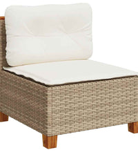 7-tlg. Garten-Sofagarnitur mit Kissen Beige Poly Rattan