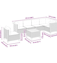 7-tlg. Garten-Sofagarnitur mit Kissen Beige Poly Rattan