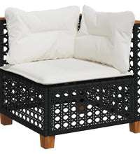 7-tlg. Garten-Sofagarnitur mit Kissen Schwarz Poly Rattan
