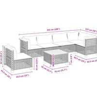 7-tlg. Garten-Sofagarnitur mit Kissen Grau Poly Rattan
