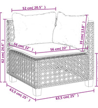 7-tlg. Garten-Sofagarnitur mit Kissen Grau Poly Rattan