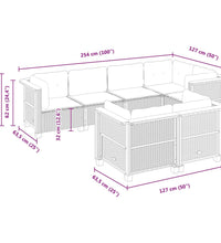 7-tlg. Garten-Sofagarnitur mit Kissen Schwarz Poly Rattan