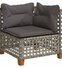 7-tlg. Garten-Sofagarnitur mit Kissen Grau Poly Rattan