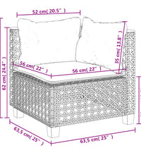 7-tlg. Garten-Sofagarnitur mit Kissen Beige Poly Rattan