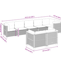8-tlg. Garten-Sofagarnitur mit Kissen Beige Poly Rattan