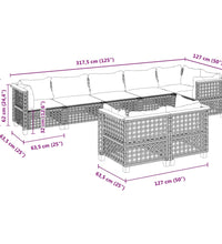 8-tlg. Garten-Sofagarnitur mit Kissen Beige Poly Rattan