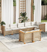 8-tlg. Garten-Sofagarnitur mit Kissen Beige Poly Rattan