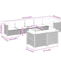 9-tlg. Garten-Sofagarnitur mit Kissen Schwarz Poly Rattan