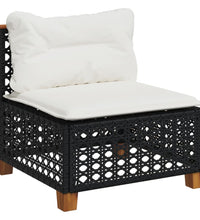 9-tlg. Garten-Sofagarnitur mit Kissen Schwarz Poly Rattan