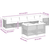 9-tlg. Garten-Sofagarnitur mit Kissen Schwarz Poly Rattan