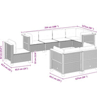 8-tlg. Garten-Sofagarnitur mit Kissen Schwarz Poly Rattan