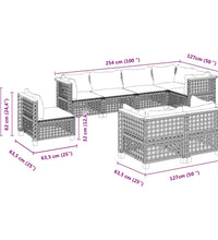 8-tlg. Garten-Sofagarnitur mit Kissen Schwarz Poly Rattan