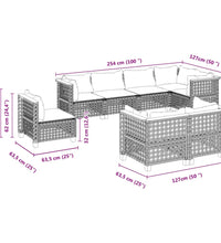 8-tlg. Garten-Sofagarnitur mit Kissen Beige Poly Rattan
