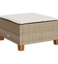 7-tlg. Garten-Sofagarnitur mit Kissen Beige Poly Rattan