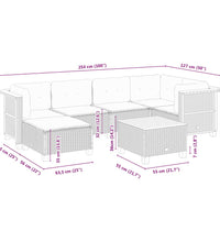 7-tlg. Garten-Sofagarnitur mit Kissen Beige Poly Rattan