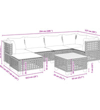 7-tlg. Garten-Sofagarnitur mit Kissen Schwarz Poly Rattan