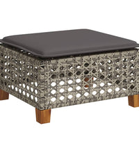 7-tlg. Garten-Sofagarnitur mit Kissen Grau Poly Rattan