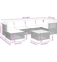 7-tlg. Garten-Sofagarnitur mit Kissen Grau Poly Rattan