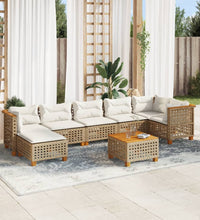 8-tlg. Garten-Sofagarnitur mit Kissen Beige Poly Rattan