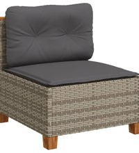 7-tlg. Garten-Sofagarnitur mit Kissen Grau Poly Rattan