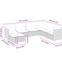 7-tlg. Garten-Sofagarnitur mit Kissen Grau Poly Rattan