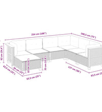 7-tlg. Garten-Sofagarnitur mit Kissen Beige Poly Rattan