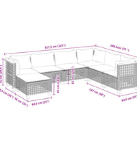 7-tlg. Garten-Sofagarnitur mit Kissen Schwarz Poly Rattan