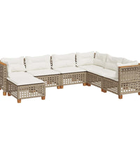 7-tlg. Garten-Sofagarnitur mit Kissen Beige Poly Rattan