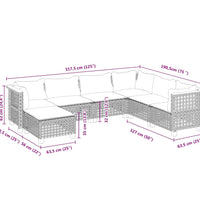 7-tlg. Garten-Sofagarnitur mit Kissen Beige Poly Rattan