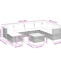 8-tlg. Garten-Sofagarnitur mit Kissen Schwarz Poly Rattan