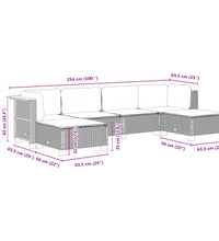 6-tlg. Garten-Sofagarnitur mit Kissen Grau Poly Rattan