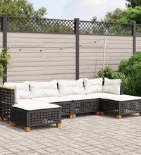 6-tlg. Garten-Sofagarnitur mit Kissen Schwarz Poly Rattan