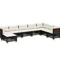 8-tlg. Garten-Sofagarnitur mit Kissen Schwarz Poly Rattan