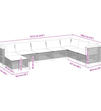 8-tlg. Garten-Sofagarnitur mit Kissen Schwarz Poly Rattan