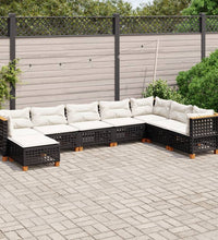 8-tlg. Garten-Sofagarnitur mit Kissen Schwarz Poly Rattan