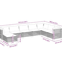 8-tlg. Garten-Sofagarnitur mit Kissen Grau Poly Rattan
