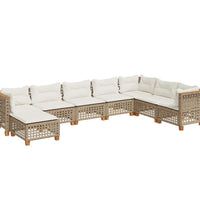 8-tlg. Garten-Sofagarnitur mit Kissen Beige Poly Rattan