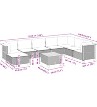 9-tlg. Garten-Sofagarnitur mit Kissen Schwarz Poly Rattan