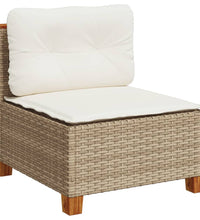 7-tlg. Garten-Sofagarnitur mit Kissen Beige Poly Rattan