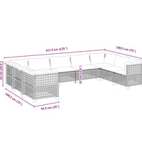 9-tlg. Garten-Sofagarnitur mit Kissen Schwarz Poly Rattan