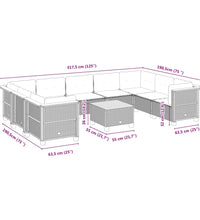 10-tlg. Garten-Sofagarnitur mit Kissen Schwarz Poly Rattan