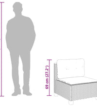 10-tlg. Garten-Sofagarnitur mit Kissen Schwarz Poly Rattan