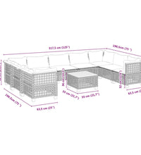 10-tlg. Garten-Sofagarnitur mit Kissen Schwarz Poly Rattan