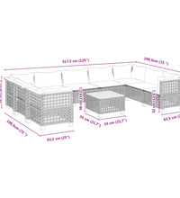 10-tlg. Garten-Sofagarnitur mit Kissen Grau Poly Rattan
